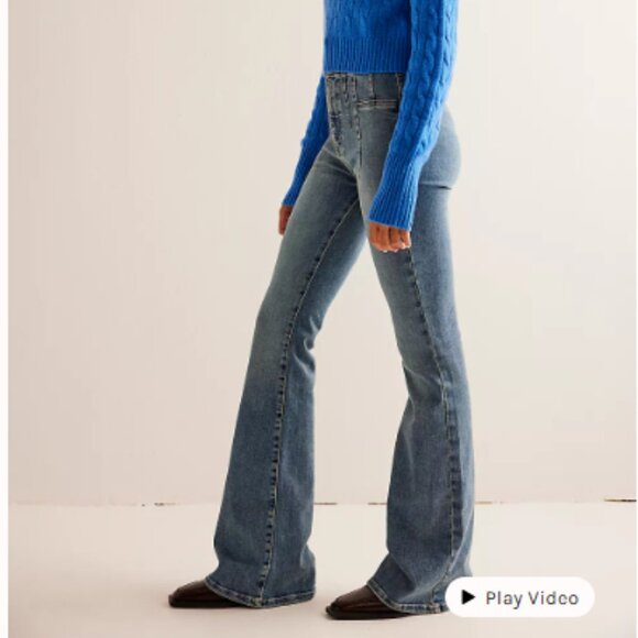 We The Free Jayde Blue High-Waisted Flared Denim Jeans Women's Size 29 / 8 EUC - Picture 3 of 8